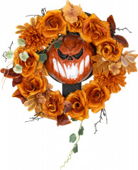 Halloweenská dekorace, dýňový věnec se 44 LED diodami | vícebarevná