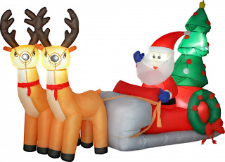 Nafukovací vánoční dekorace, Santa Claus na saních | vícebarevná č.1