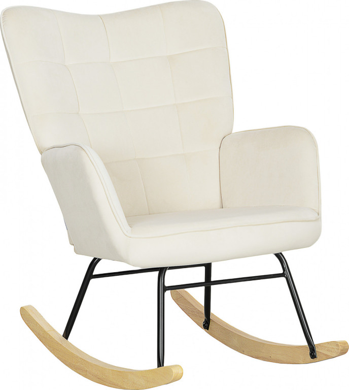 Houpací křeslo se sametovým potahem | béžové