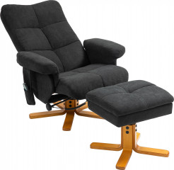 Polohovací masážní křeslo s taburetem | černé č.1