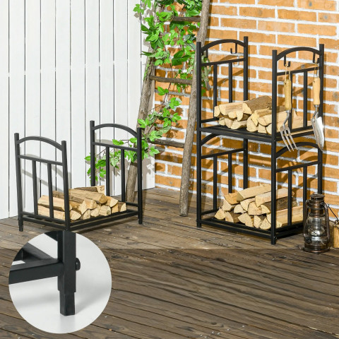 Stojan na palivové dřevo 46 x 32 x 126 cm | černý č.7