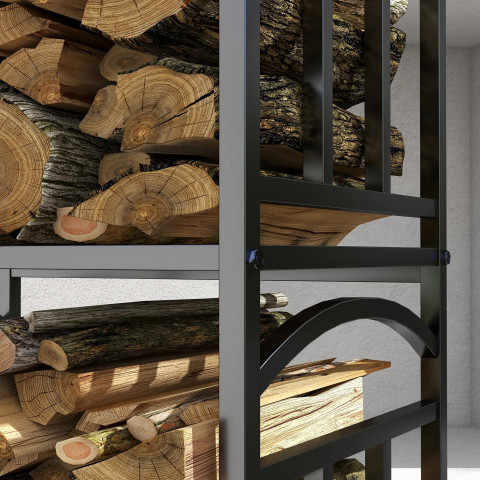 Stojan na palivové dřevo 46 x 32 x 126 cm | černý č.6