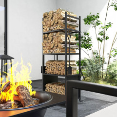 Regál na palivové dřevo 45 x 30 x 118 cm | černý Regál na palivové dřevo 45 x 30 x 118 cm | černý