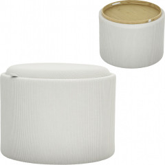 Taburet s úložným prostorem 56 x 56 x 42 cm | krémově bílý č.1