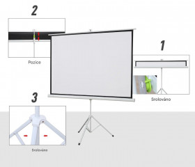 Projekční plátno se stativem, 171 x 131 cm | bílé č.3