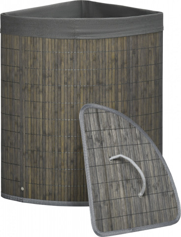 Rohový bambusový koš na prádlo | šedý č.2