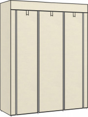 Látková šatní skříň 125 x 43 x 162,5 cm | krémově bílá č.1