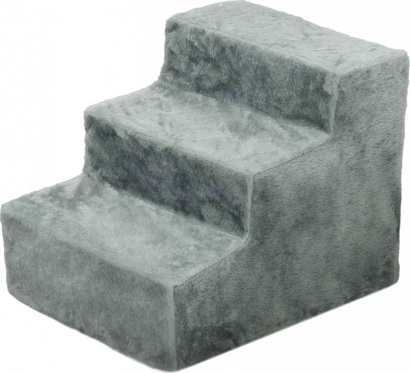 Schody pro domácí mazlíčky, plyšový vzhled | světle šedé