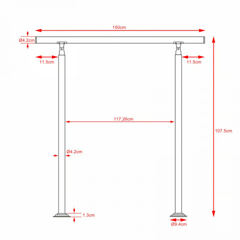 Nastavitelné zábradlí na schody z nerezové oceli 150cm č.3