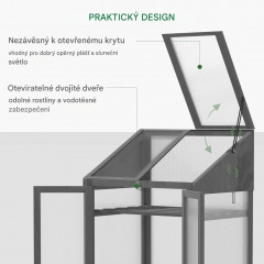 Mini dřevěný skleník 70x50x120 | šedý č.3