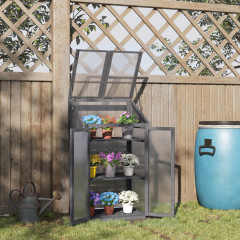 Mini dřevěný skleník 70x50x120 | šedý č.1