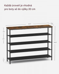 Botník se 5 policemi 30 x 120 x 91 cm | hnědý č.2