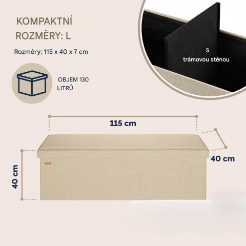 Skládací lavice 115x38x38cm | béžová č.3