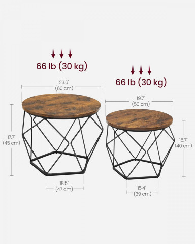 Kulaté konferenční stolky 2ks | rustikálně hnědá č.3