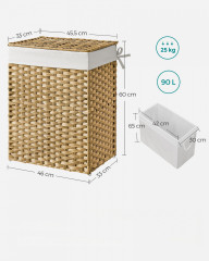 Tkaný ratanový koš na prádlo s víkem 90 L | přírodní č.3