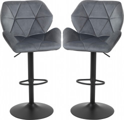 Čalouněné barové židle s kovovým rámem, 2 kusy | šedé č.1