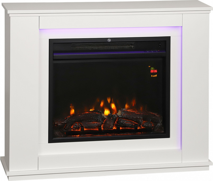 Elektrický krb s ohřevem | bílý