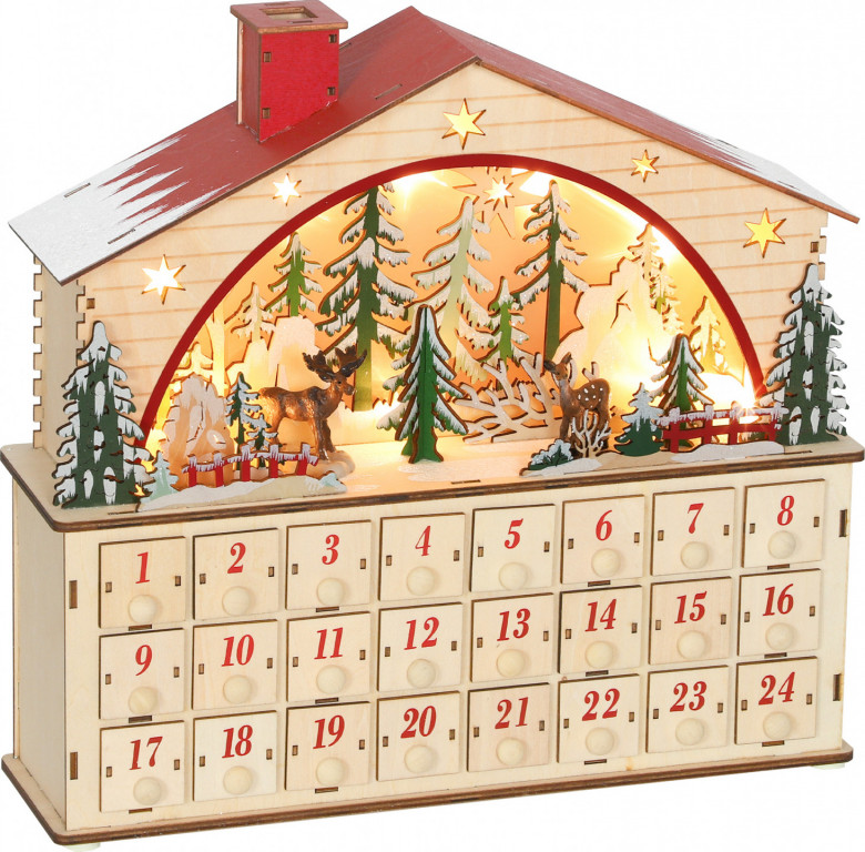 Adventní kalendář k zaplnění, 36 x 10 x 34 cm | vícebarevný