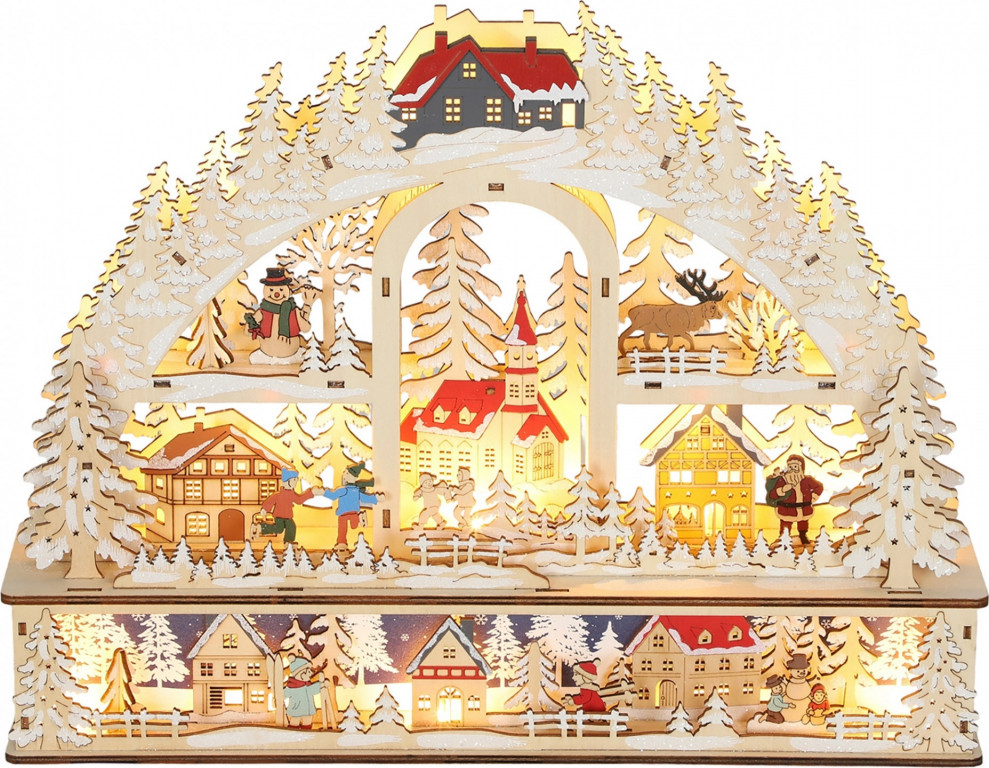 Vánoční vesnička s LED osvětlením | přírodní