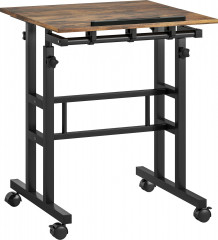 Výškově nastavitelný kancelářský stůl s policí, 60 x 60 x 70,5-120 cm | rustikálně hnědý č.1