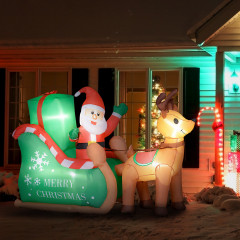 Nafukovací LED Santa Claus se saněmi a sobami č.1