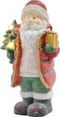 Vánoční dekorační figurka - Santa Clause se stromečkem a dárkem | barevná č.1