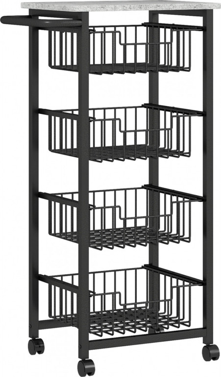 Kuchyňský servírovací vozík s pracovní deskou, 49,5 x 31 x 91 cm | světle šedý