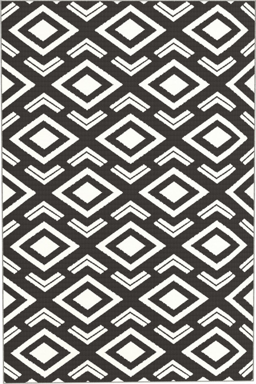 Venkovní koberec robustní 182 x 274 cm | černo-bílý