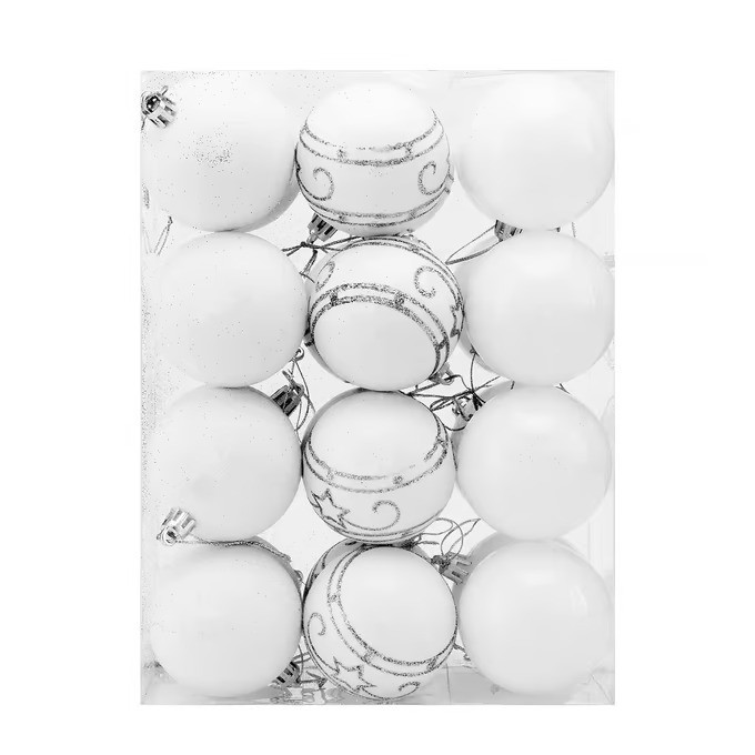 Vánoční ozdoby sada 24 kusů | bílé