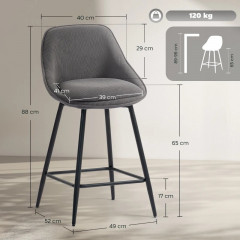 Barové židle s podnožkou, 2 kusy | šedé č.3