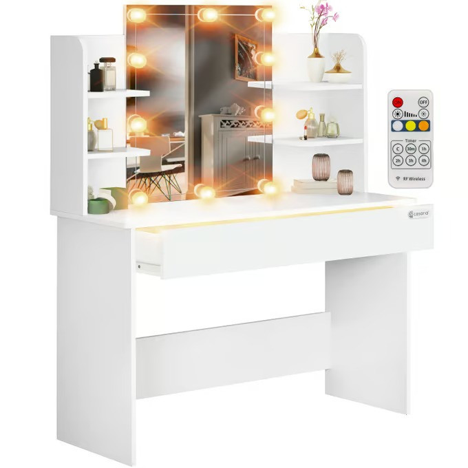 Toaletní stolek Lucia bílý 140x110x40cm s LED osvětlením