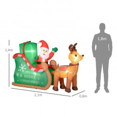 Nafukovací LED Santa Claus se saněmi a sobami č.3