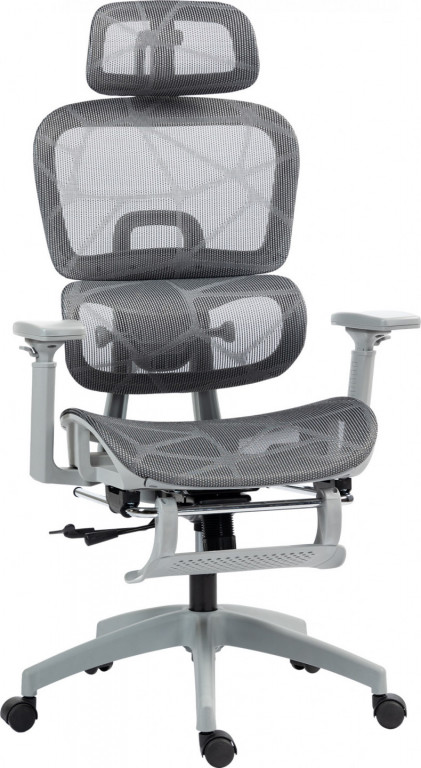 Ergonomická kancelářská židle se čtyřsměrně nastavitelným opěradlem | šedá