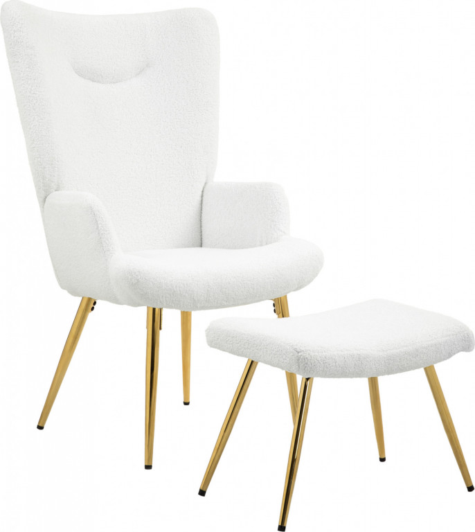 Křeslo s taburetem | bílé