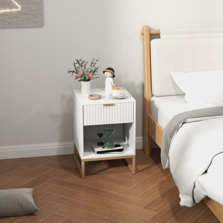 Noční stolek se zásuvkami 40 x 40 x 57 cm | bílý