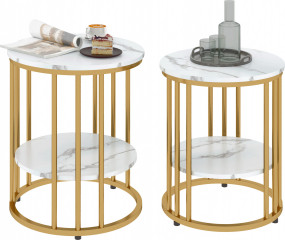 Set 2 konferenčních stolků s policí | bílý č.1