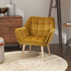 Čalouněné křeslo se sametovým povrchem 67x61,5x71 cm | žluté č.1
