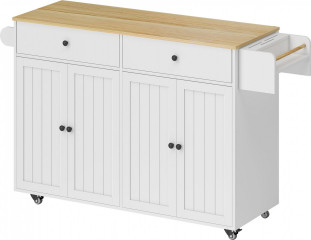 Kuchyňský vozík na kolečkách se 2 zásuvkami | bílý č.1