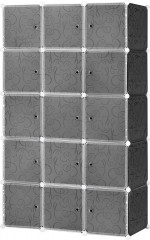 Šatní policový systém se 2 velkými a 9 malými kostkami, 111 x 47 x 183 cm | černý č.1