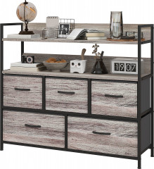 Komoda s 5 látkovými zásuvkami | šedá č.1