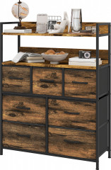 Komoda se 7 látkovými výklopnými zásuvkami |rustikálně hnědá č.1
