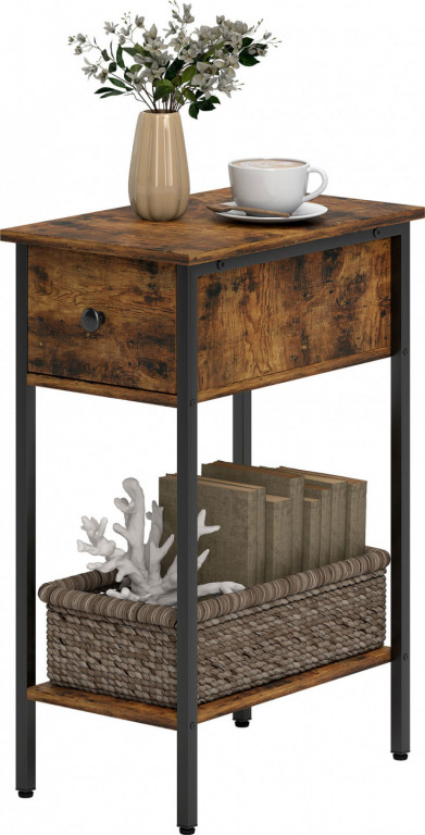 Konferenční stolek se zásuvkou, 25 x 39,8 x 58,2 cm | rustikálně hnědý