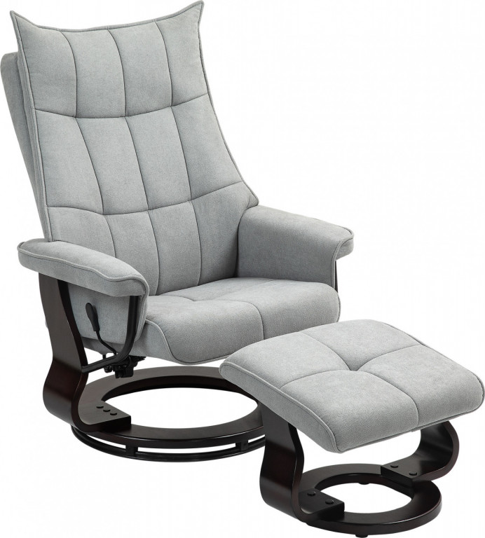 Relaxační otočné křeslo s taburetem | šedé