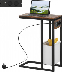 Industriální konferenční stolek s USB porty | rustikálně hnědý č.1