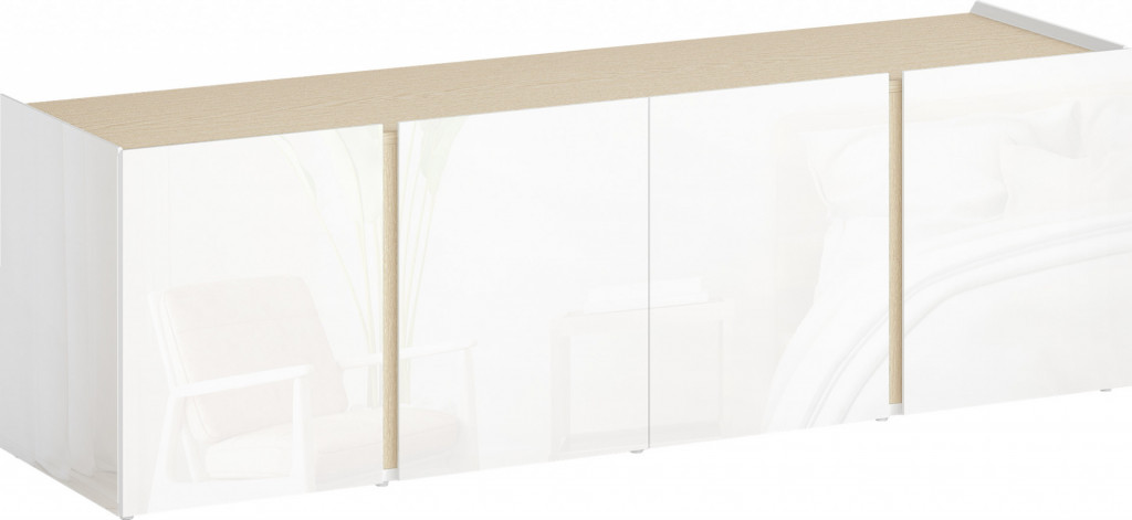 TV stolek pro televizory do 65 palců s nastavitelnými policemi, 135 x 38 x 45 cm | bílý