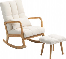 Houpací křeslo s taburetem | bílé č.1