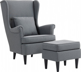 Křeslo s taburetem a bederním polštářem | šedé č.1