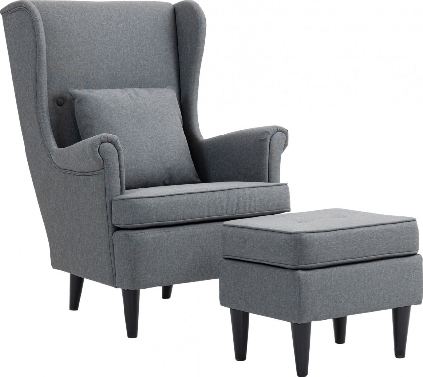 Křeslo s taburetem a bederním polštářem | šedé