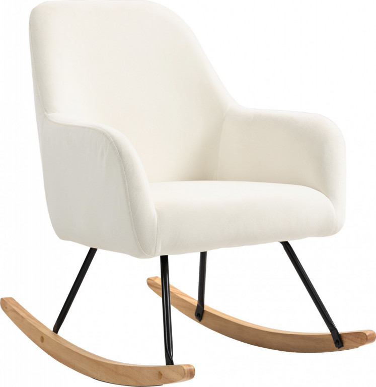 Houpací křeslo s područkami | krémově bílé
