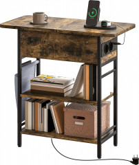 Konferenční stolek s USB porty, 60 x 29,8 x 58,5 cm | rustikálně hnědý č.1